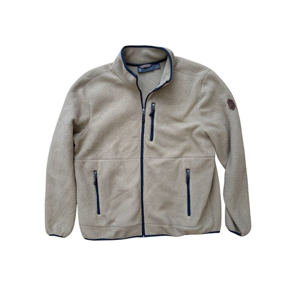 Free Country Fleece Jacket Sherpa Full Zip Men XL Tan‎ Brown Outerwear Coat